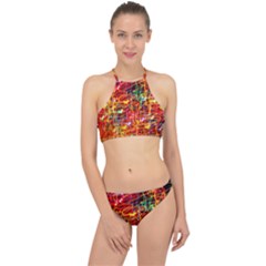 Random Colored Light Swirls Racer Front Bikini Set