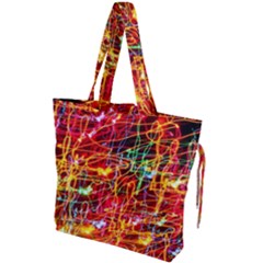 Random Colored Light Swirls Drawstring Tote Bag