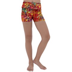 Random Colored Light Swirls Kids  Lightweight Velour Yoga Shorts