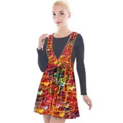 Random Colored Light Swirls Plunge Pinafore Velour Dress