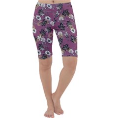 Beautiful Floral Pattern Background Cropped Leggings  by Sudhe