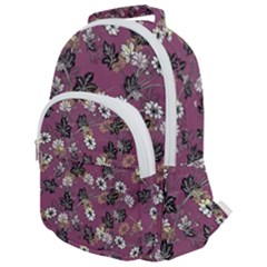 Beautiful Floral Pattern Background Rounded Multi Pocket Backpack