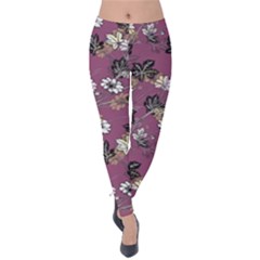 Beautiful Floral Pattern Background Velvet Leggings by Sudhe