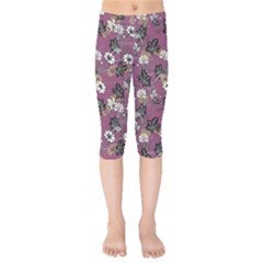 Beautiful Floral Pattern Background Kids  Capri Leggings  by Sudhe