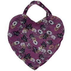 Beautiful Floral Pattern Background Giant Heart Shaped Tote