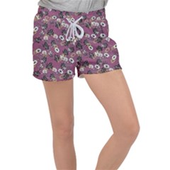 Beautiful Floral Pattern Background Women s Velour Lounge Shorts by Sudhe