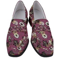 Beautiful Floral Pattern Background Women s Chunky Heel Loafers