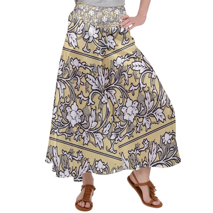 Floral Pattern Background Satin Palazzo Pants