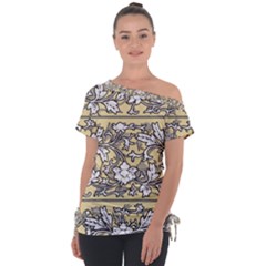 Floral Pattern Background Tie-up Tee