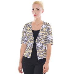 Floral Pattern Background Cropped Button Cardigan