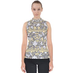 Floral Pattern Background Mock Neck Shell Top by Sudhe