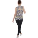 Floral Pattern Background Mock Neck Chiffon Sleeveless Top View2