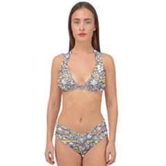 Floral Pattern Background Double Strap Halter Bikini Set