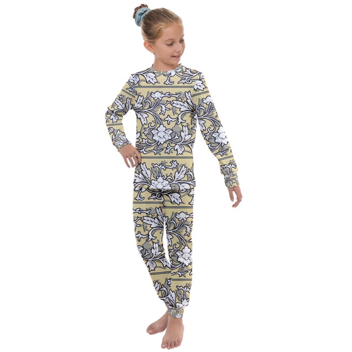 Floral Pattern Background Kids  Long Sleeve Set 