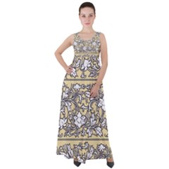 Floral Pattern Background Empire Waist Velour Maxi Dress