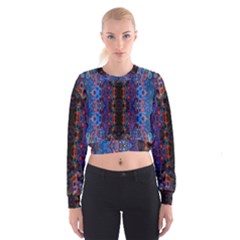 Kaleidoscope Art Pattern Ornament Cropped Sweatshirt by Sudhe