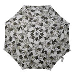 Black And White Floral Pattern Background Hook Handle Umbrellas (large) by Sudhe