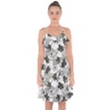 Black And White Floral Pattern Background Ruffle Detail Chiffon Dress View1