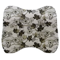 Black And White Floral Pattern Background Velour Head Support Cushion by Sudhe