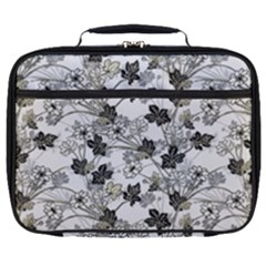 Black And White Floral Pattern Background Full Print Lunch Bag