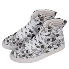 Black And White Floral Pattern Background Women s Hi-top Skate Sneakers