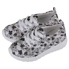 Black And White Floral Pattern Background Kids  Lightweight Sports Shoes