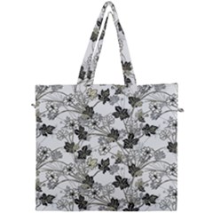 Black And White Floral Pattern Background Canvas Travel Bag