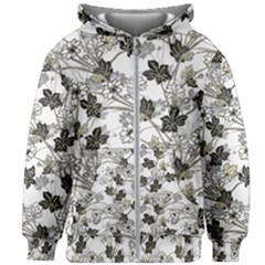 Black And White Floral Pattern Background Kids  Zipper Hoodie Without Drawstring by Sudhe