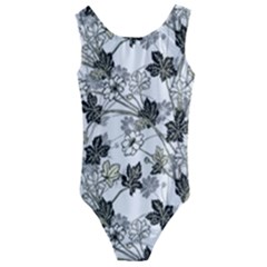 Black And White Floral Pattern Background Kids  Cut-out Back One Piece Swimsuit