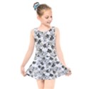 Black And White Floral Pattern Background Kids  Skater Dress Swimsuit View1