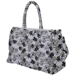 Black And White Floral Pattern Background Duffel Travel Bag