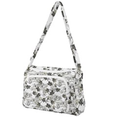 Black And White Floral Pattern Background Front Pocket Crossbody Bag