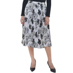 Black And White Floral Pattern Background Classic Velour Midi Skirt 