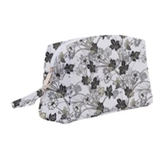 Black And White Floral Pattern Background Wristlet Pouch Bag (medium)