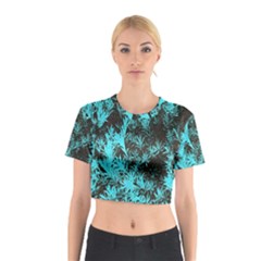 Blue Etched Background Cotton Crop Top by Sudhe