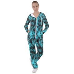 Blue Etched Background Women s Tracksuit