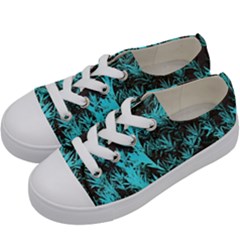 Blue Etched Background Kids  Low Top Canvas Sneakers by Sudhe