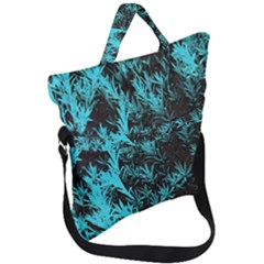 Blue Etched Background Fold Over Handle Tote Bag