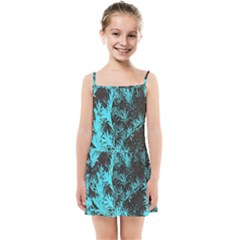 Blue Etched Background Kids  Summer Sun Dress