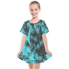 Blue Etched Background Kids  Smock Dress