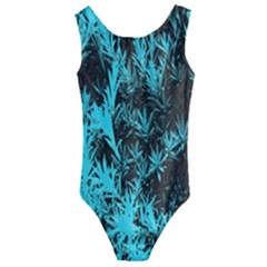 Blue Etched Background Kids  Cut-out Back One Piece Swimsuit