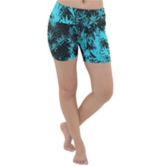 Blue Etched Background Lightweight Velour Yoga Shorts