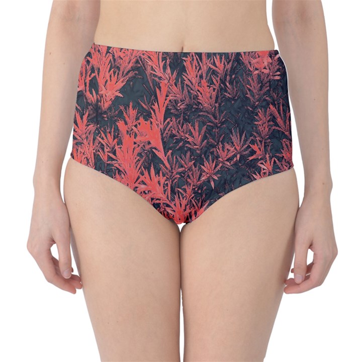 Orange Etched Background Classic High-Waist Bikini Bottoms