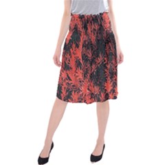 Orange Etched Background Midi Beach Skirt by Sudhe