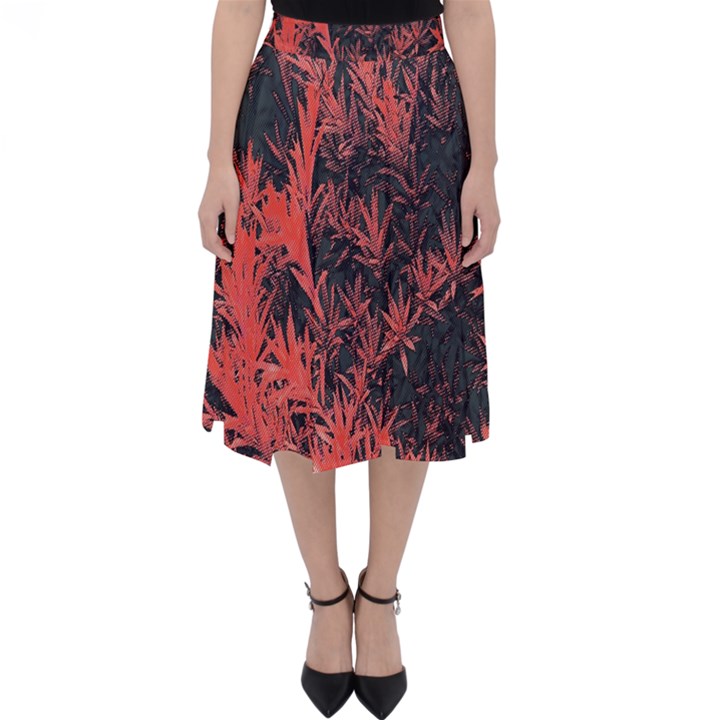 Orange Etched Background Classic Midi Skirt