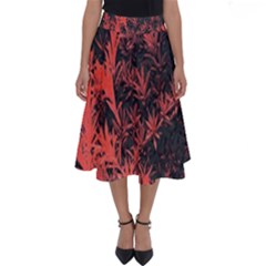 Orange Etched Background Perfect Length Midi Skirt