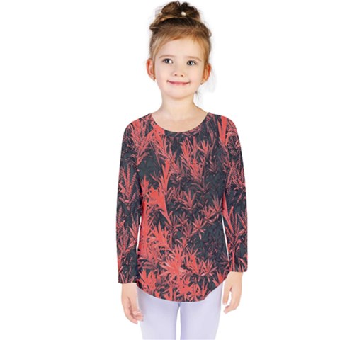 Orange Etched Background Kids  Long Sleeve Tee by Sudhe