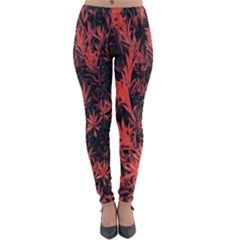 Orange Etched Background Lightweight Velour Leggings