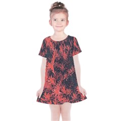 Orange Etched Background Kids  Simple Cotton Dress