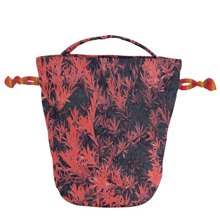 Orange Etched Background Drawstring Bucket Bag